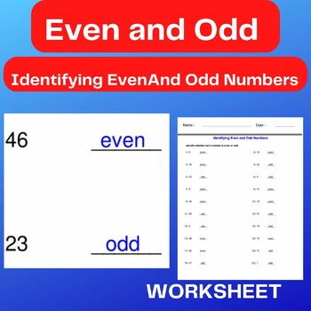 Preview of Identifying Even And Odd Numbers - Even and Odd Worksheets