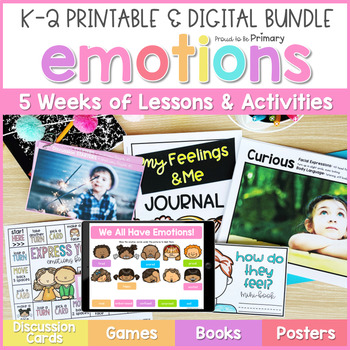 Preview of Identifying Feeling & Emotions Lessons, Activities & Chart - SEL Bundle for K-2