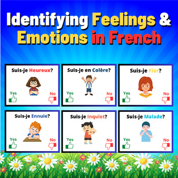 Identifying Feelings & Emotions. French Printable Task Cards Game for kids