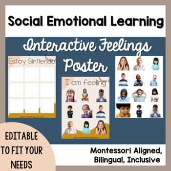 Preview of Identifying Feelings Poster Bilingual & Editable Social Emotional Learning