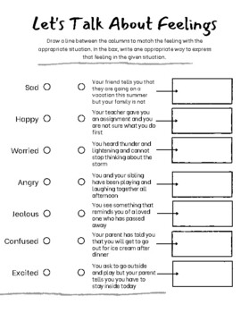 Preview of Identifying Feelings Worksheet