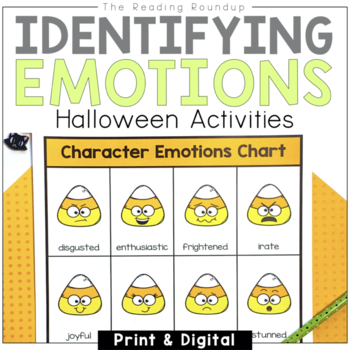 Preview of Identifying Feelings and Emotions Character Analysis Halloween Literacy Activity