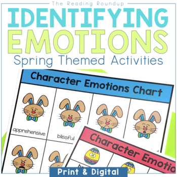 Preview of Identifying Feelings and Emotions Character Analysis Spring Literacy Activities