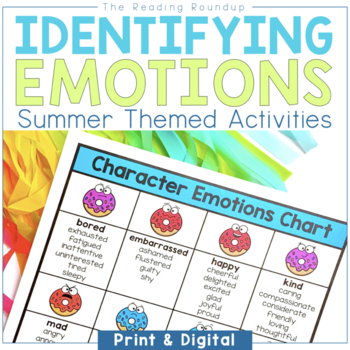 Preview of Identifying Feelings and Emotions Character Analysis Summer Literacy Activity