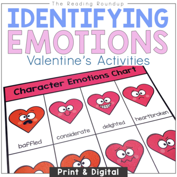 Preview of Identifying Feelings and Emotions Character Analysis Valentine's Day Literacy