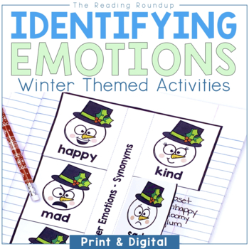 Preview of Identifying Feelings and Emotions Character Analysis Winter Literacy Activities