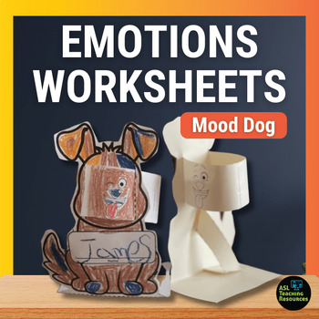 Preview of Identifying Feelings and Emotions Mood Dog craft SEL Worksheets Sign Language