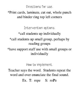 Identifying Final Sounds (Set 1) - Phonemic Awareness Intervention - 10 ...