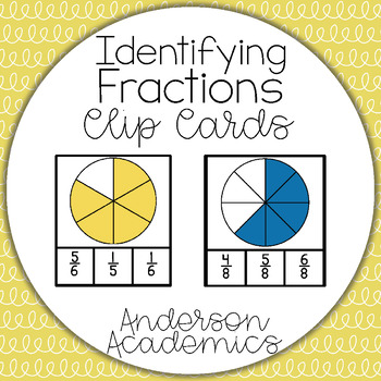 Identifying Fractions Clip Cards 3 Nf 1 By Anderson Academics Tpt