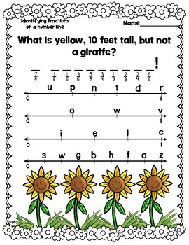 Preview of Identifying Fractions Number Line Spring Riddle