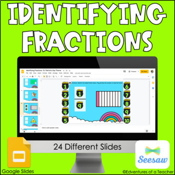 Preview of Identifying Fractions | St. Patrick's Day | Google Slides & Seesaw
