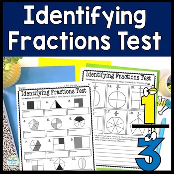 Preview of Identifying Fractions Test | 2-Page Fraction Quiz | Fractions Test w/ Answer Key