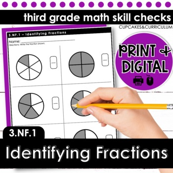 Preview of Identify Fractions Worksheets for a Third Grade Introduction to Fractions 3NF1