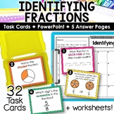 Identifying Fractions Third Grade Task Cards for Fractions 3NF1