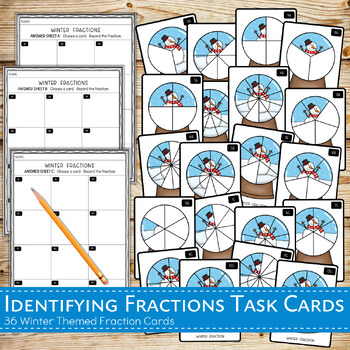 Preview of Identifying Fractions - Winter Themed