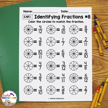 identifying fractions worksheets by teacher gameroom tpt