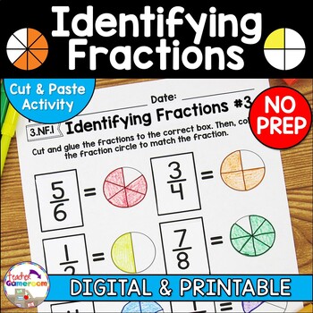 Preview of Identifying Fractions Worksheets | Fraction Activities 3.NF.1