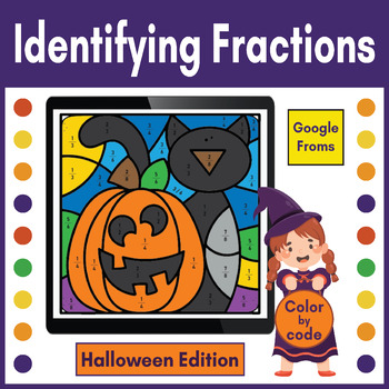 Preview of Identifying Fractions on a Number Line | Digital Halloween Color-by-Code