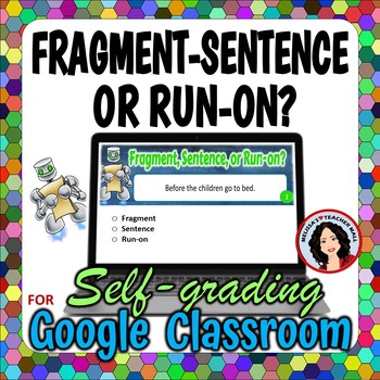 Preview of Identifying Fragments Sentences & Run-on Sentence Google Classroom Digital File