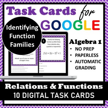Preview of Identifying Function Families Digital Task Cards⭐Algebra 1⭐Automatically Graded