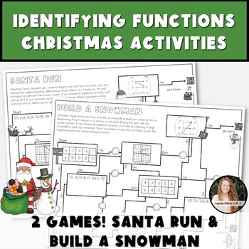 Preview of Identifying Functions Christmas Math Activities for 8th Grade Algebra