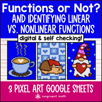 Preview of Identifying Functions Graphs | Linear & Nonlinear | Digital Pixel Art Google