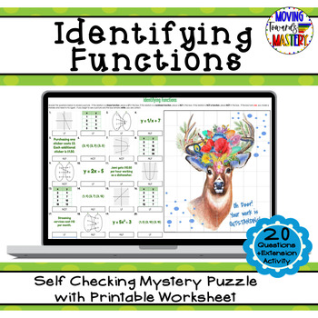 Preview of Identifying Functions: Linear/Nonlinear Self Checking Mystery Picture