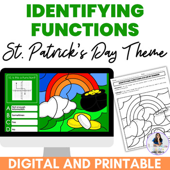 Preview of Identifying Functions St Patricks Day Theme Coloring Math Activity Algebra 1