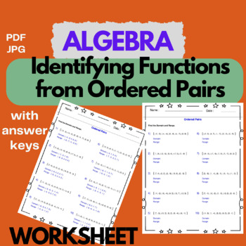 Preview of Identifying Functions from Ordered Pairs - Domain and Range Worksheets