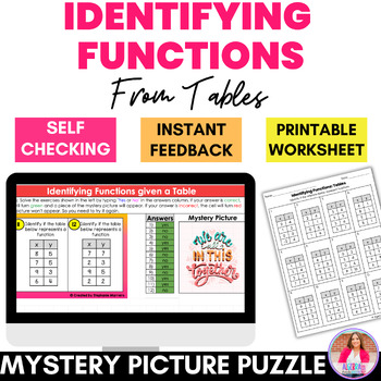 Preview of Identifying Functions given a Table Fun Digital Activity Mystery Picture Puzzle