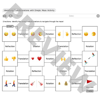 Preview of Identifying Geometric Transformations with Emojis: Maze Activity