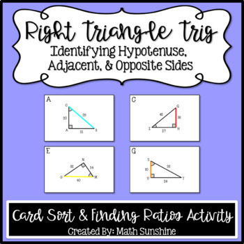 Preview of Identifying Hypotenuse, Adjacent, & Opposite Sides Card Sort Activity