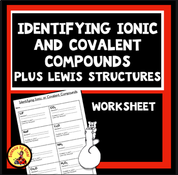 Preview of Identifying IONIC AND COVALENT COMPOUNDS-Lewis Dot Diagrams  Worksheet HS-PS1,