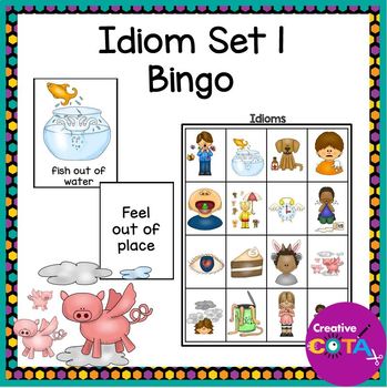Preview of Identifying Idioms and Figurative Language Literacy Center Bingo Activity Set 1