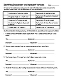 Worksheet - Identifying Independent And Dependent Variables | TpT