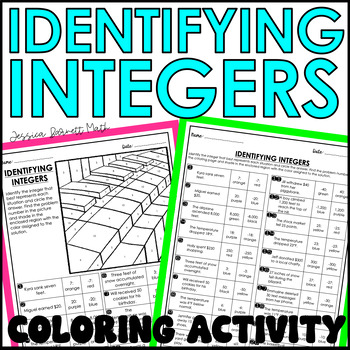 Preview of Identifying Integers Activity Coloring Worksheet