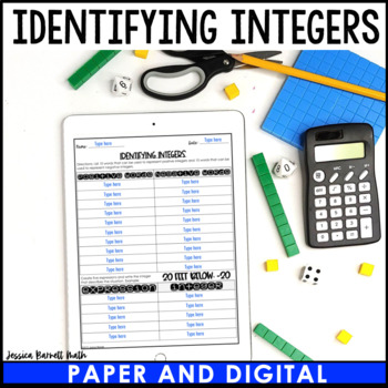 Preview of Identifying Integers Organizer Worksheet