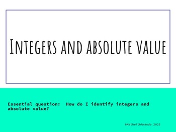 Preview of Identifying Integers and Absolute Value Notes and Jeopardy Bundle