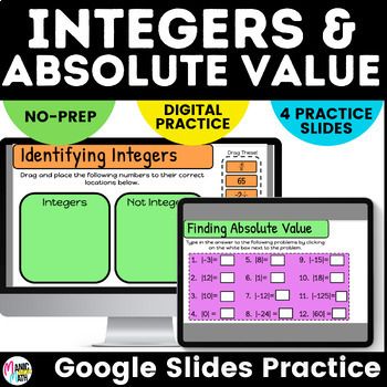 Preview of Identifying Integers and Finding Absolute Value Digital Activity/Practice
