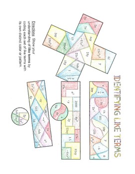 Identifying Like Terms Coloring Sheet by Lindsey Brown | TpT