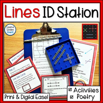 Preview of Identifying Lines Geometry Task Cards, Anchor Charts and Activities  