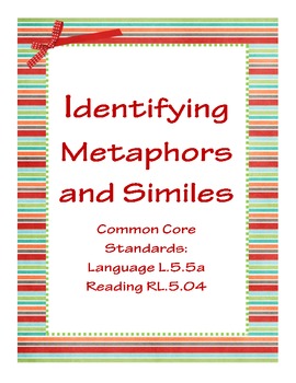 Preview of Identifying Metaphors and Similes (Common Core)