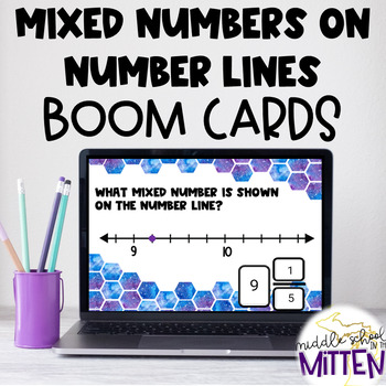 Preview of Identifying Mixed Numbers on Number Lines Boom Cards