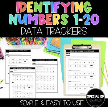 Preview of Identifying Numbers 1-20 Data Trackers -Quick & Easy!