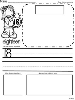 Identifying Numbers 11-20 / Kindergarten/ Math Worksheets by BB Kidz