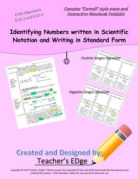 Preview of Identifying Numbers in Scientific Notation & Writing in Standard Form