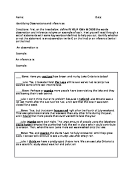 Observation And Inference Worksheet Teaching Resources Teachers