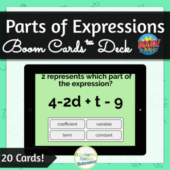 Preview of Identifying Parts of Expressions - Boom Cards™