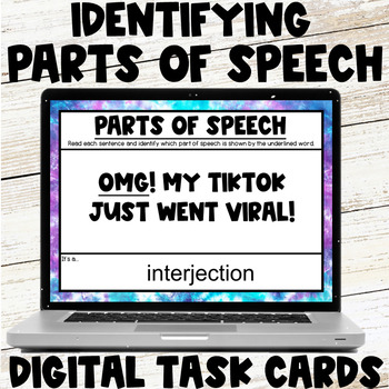 Preview of Identifying Parts of Speech Digital Task Cards Google Slides