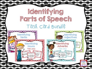 Preview of Identifying Parts of Speech Task Card Bundle-Color & B&W